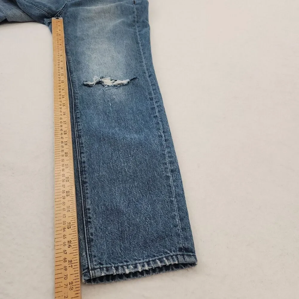 Madewell BoyJean Slim Jeans Womens 26 Mid Rise Distressed Blue‎ Denim NWT